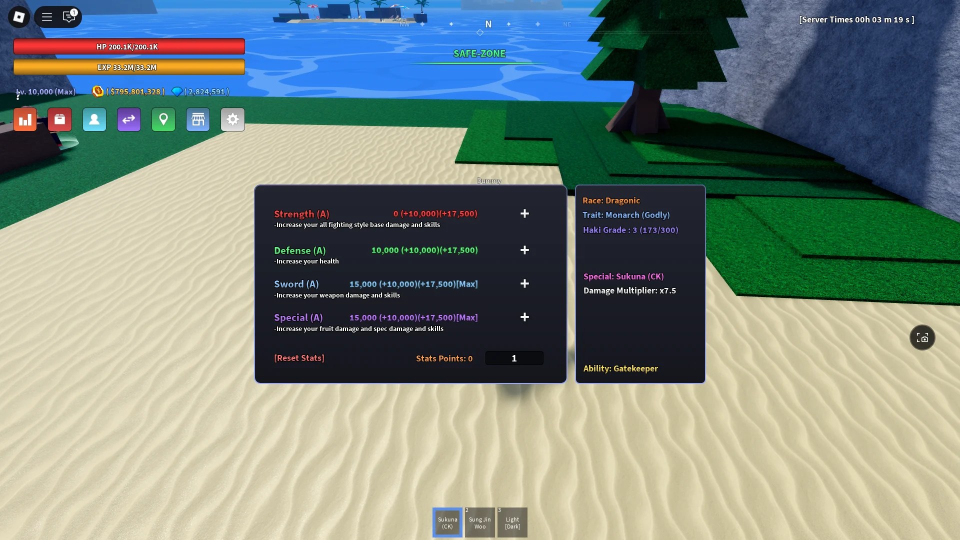 Preview of the Defense stat being limitbroken to A grade in Verse Piece Roblox experience