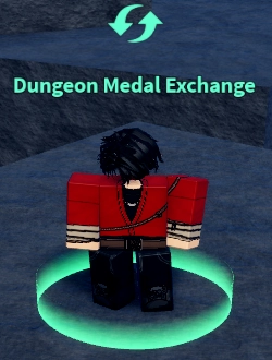 Dungeon Medal Exchange NPC on Runes Island in Verse Piece Roblox experience