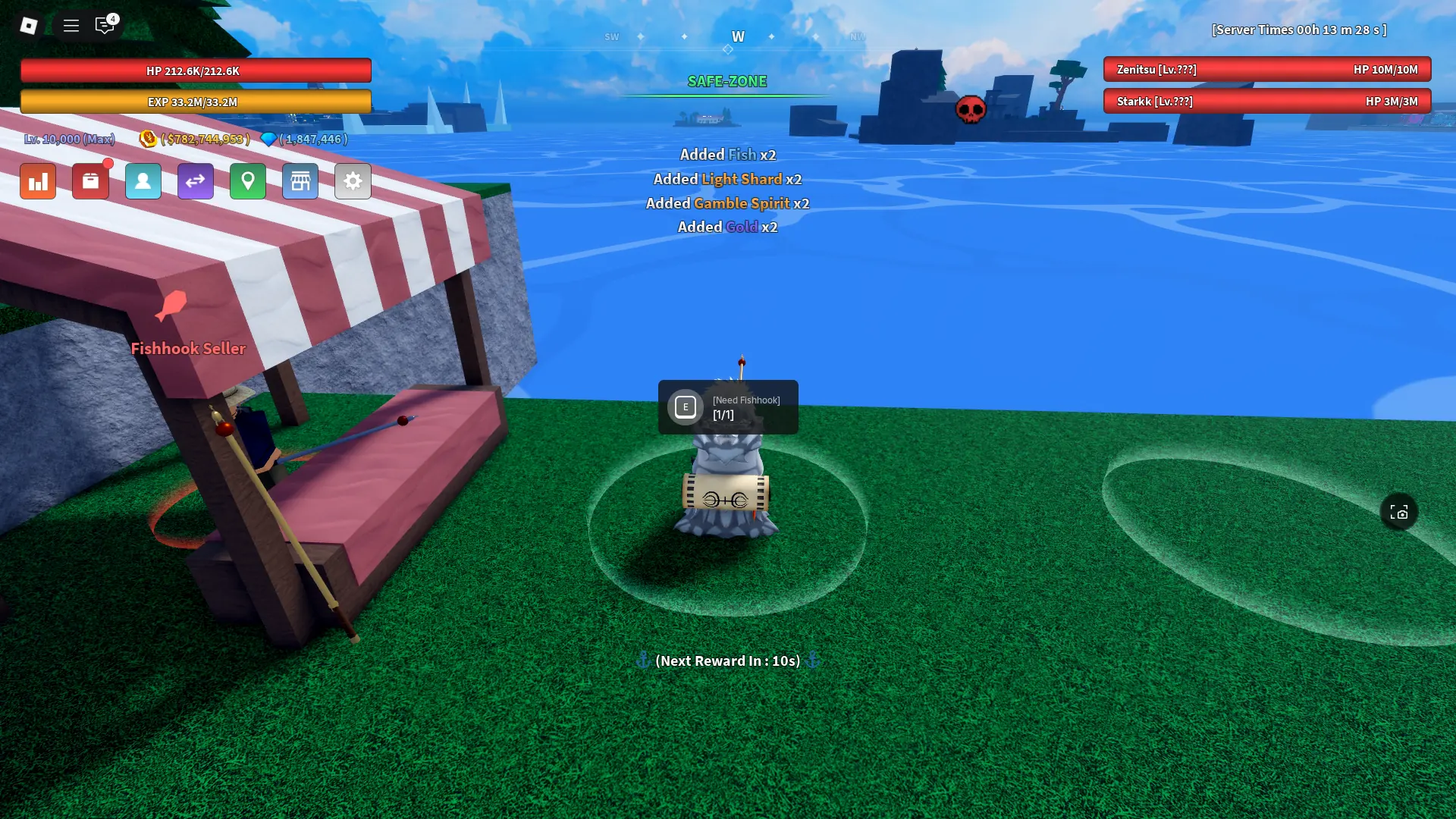 A player fishing in Verse Piece Roblox experience