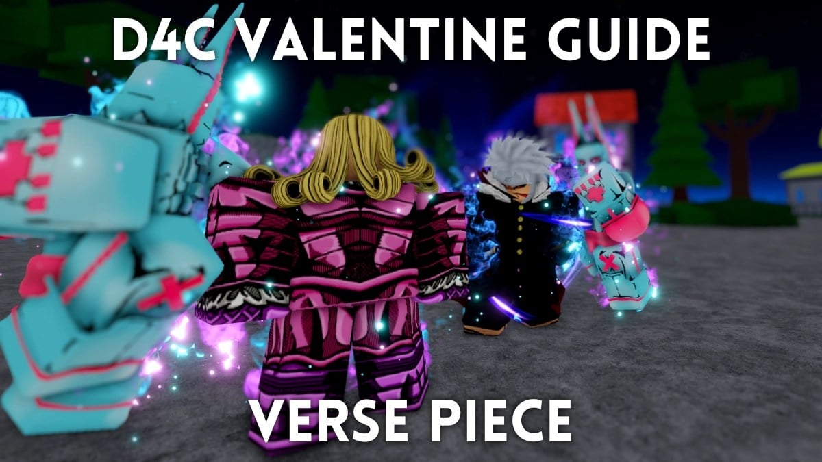 A player standing next to the D4C Valentine Boss in Verse Piece Roblox experience