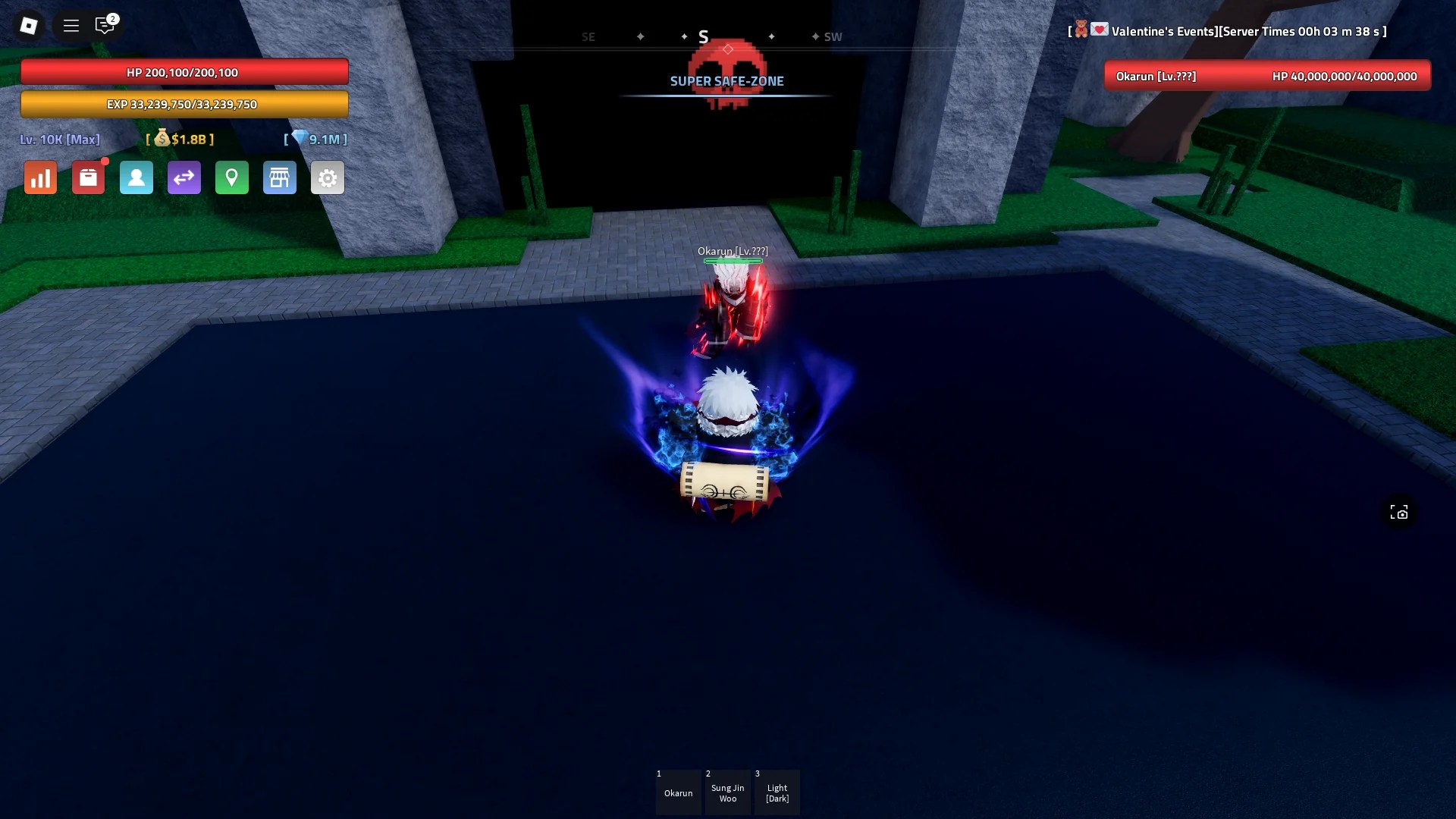 A player standing in front of the Okarun Boss in Verse Piece Roblox experience