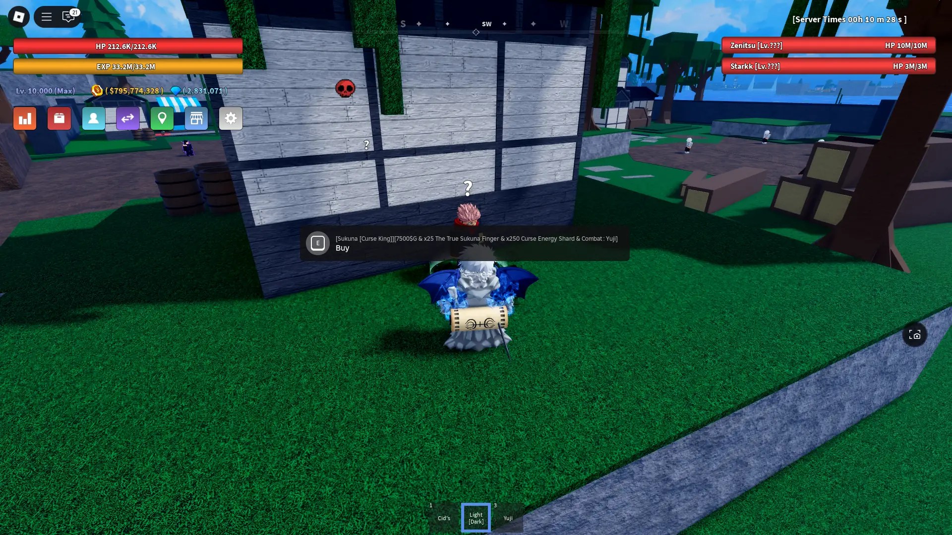 Location of the Sukuna V2 (Curse King) Spec Teacher NPC in Jujutsu Village in the Verse Piece Roblox experience