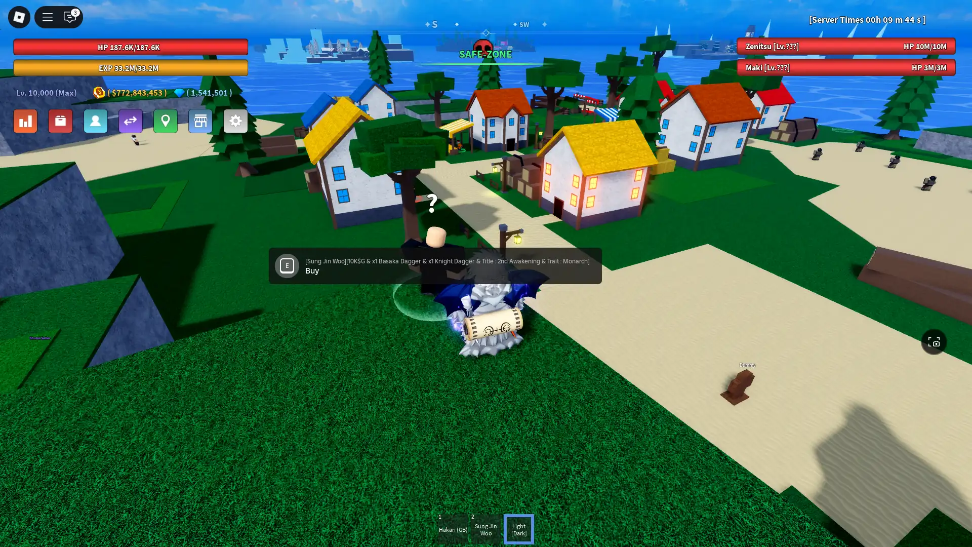 Location of the Sung Jin Woo Trainer NPC on the Starter Island in Verse Piece Roblox experience