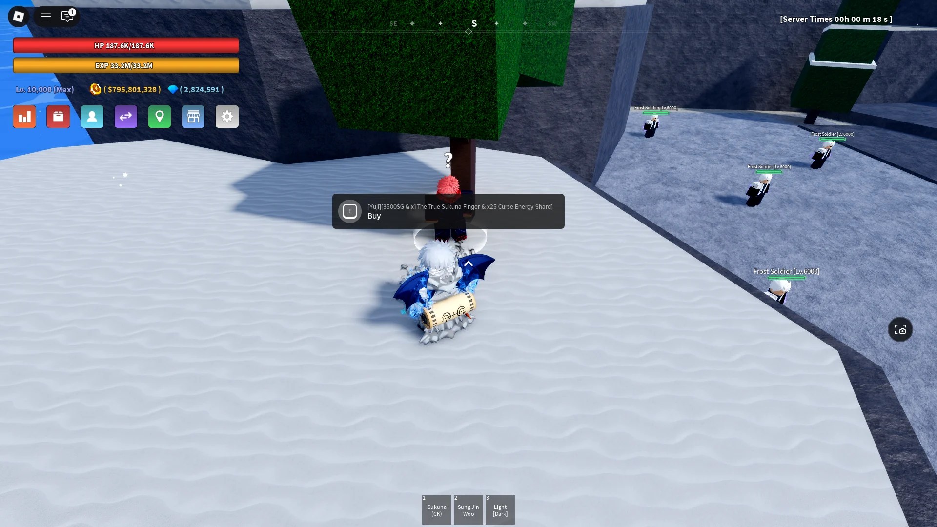 Location of the Yuji Spec Teacher NPC in Frost Town in the Verse Piece Roblox experience