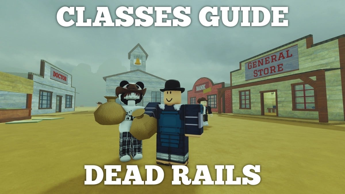 Two players with different classes standing next to each other in Dead Rails Roblox experience