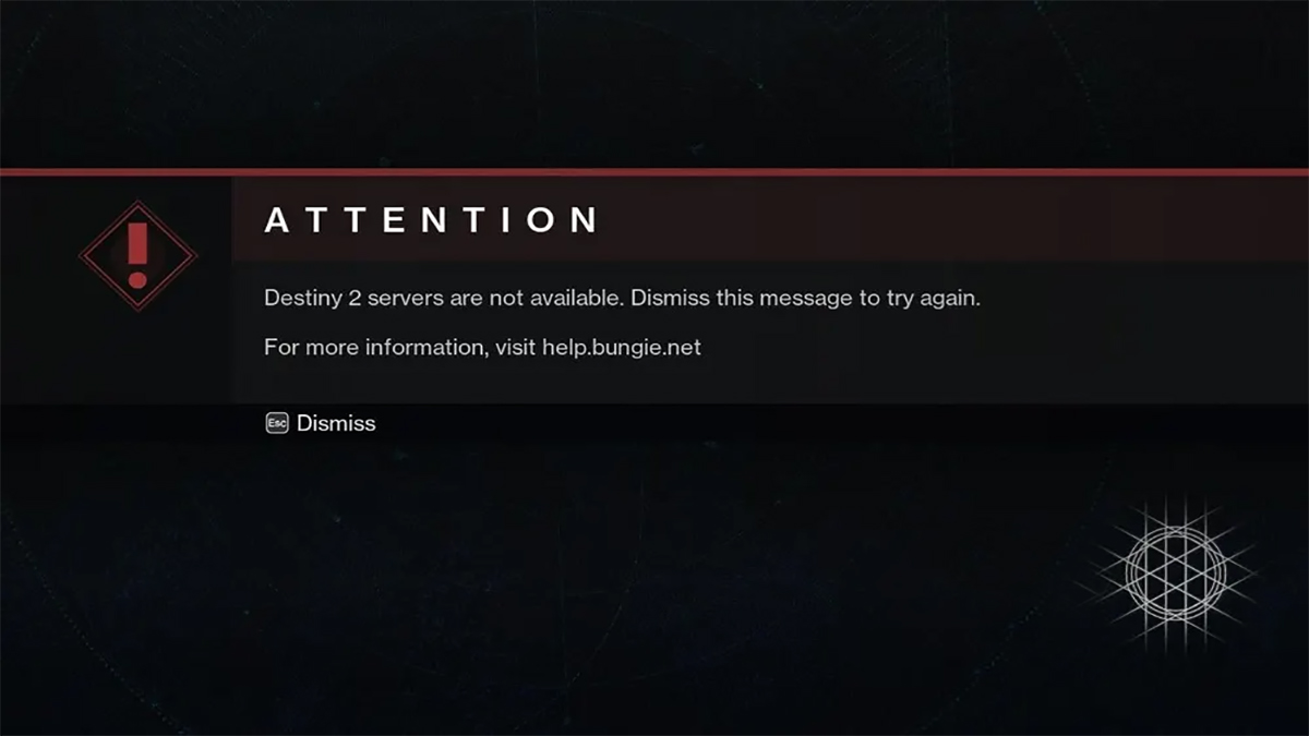 Servers offline Destiny 2 message