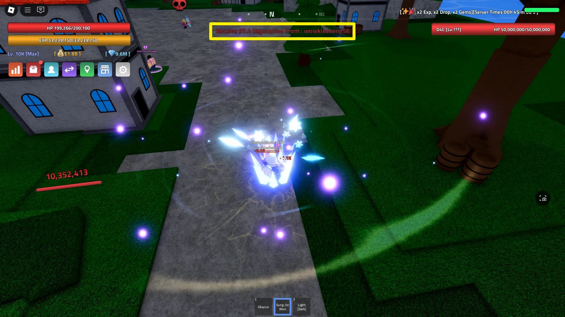 A player defeating another player in the Verse Piece Roblox experience, which rewards him with a portion of his current Reputation