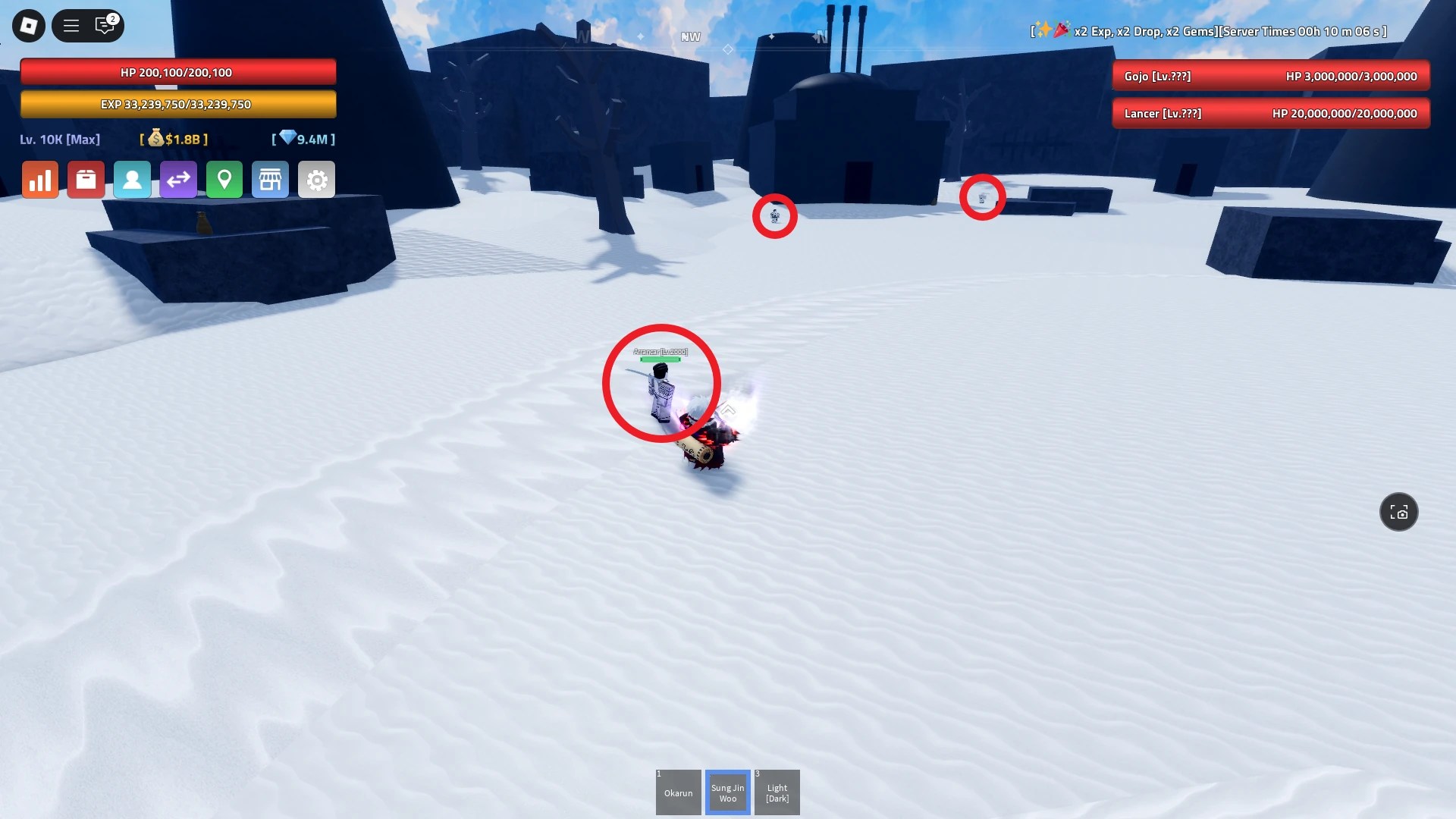 Locations of the Arancar enemies, which are one of the potential objectives when starting a Hueco Mundo mission in the Verse Piece Roblox experience