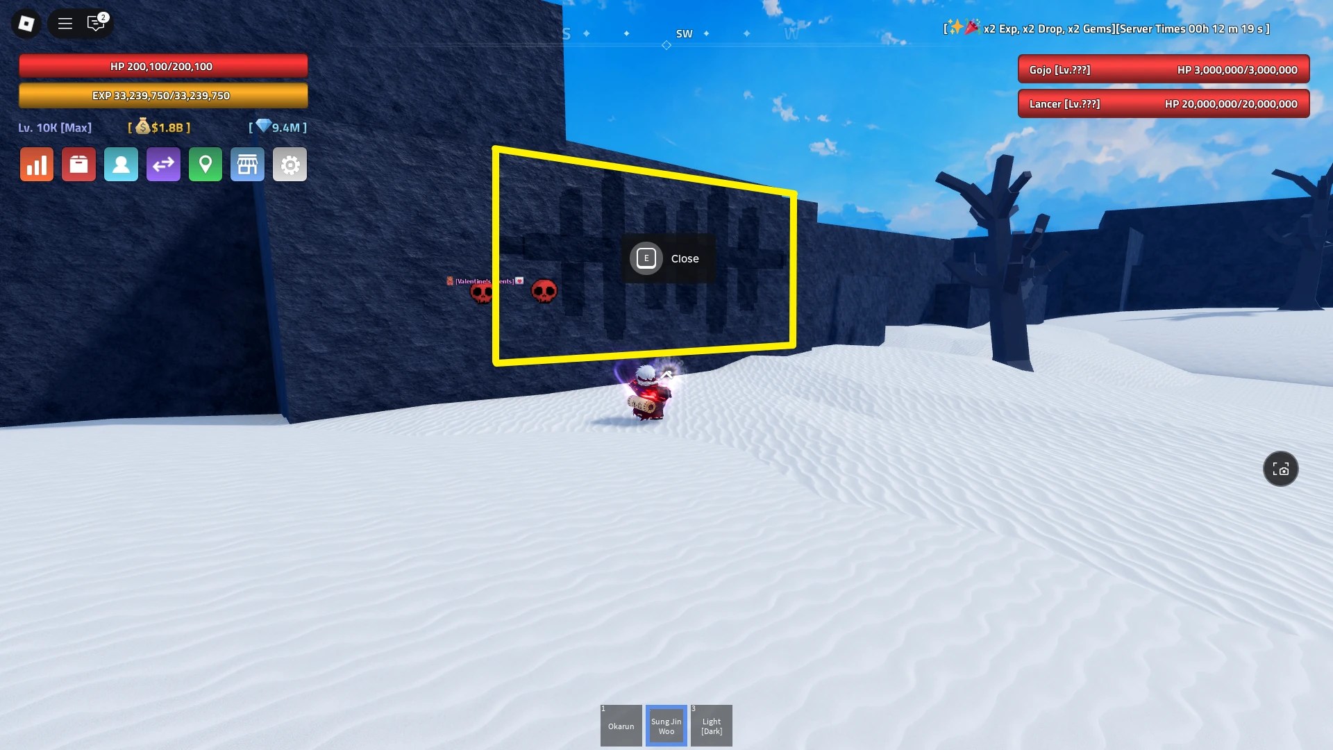 Location of the interactive Hueco Mundo Gate, which is one of the potential objectives when starting a Hueco Mundo mission in the Verse Piece Roblox experience