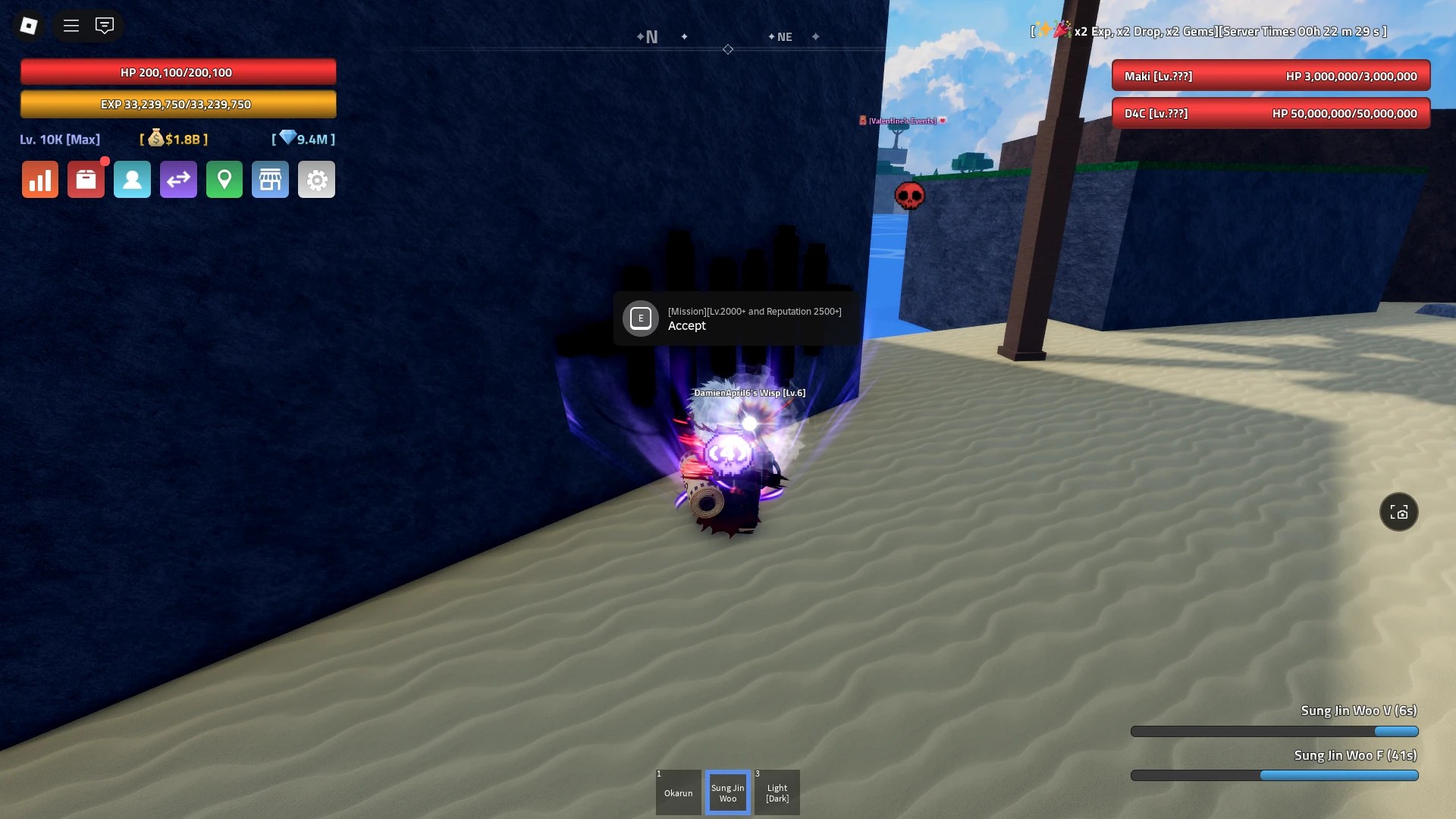 Location of the Hueco Mundo missions NPC on the Bleach Island in the Verse Piece Roblox experience