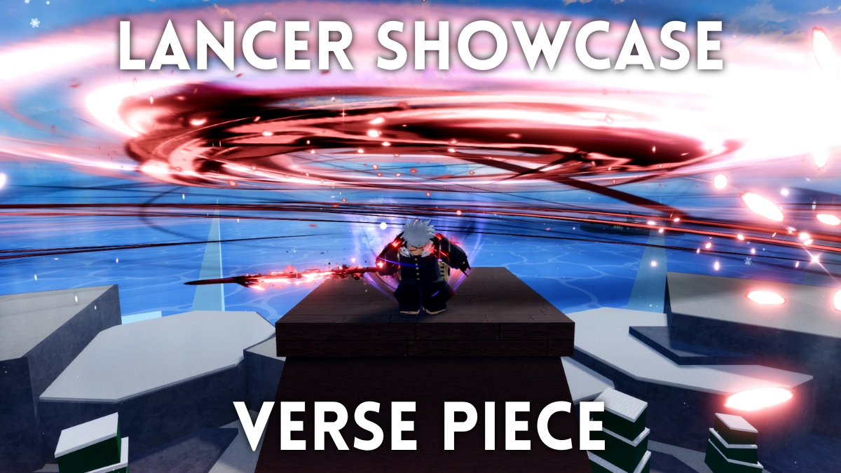 A player doing a cool pose while using the X move of the Lancer sword in the Verse Piece Roblox experience