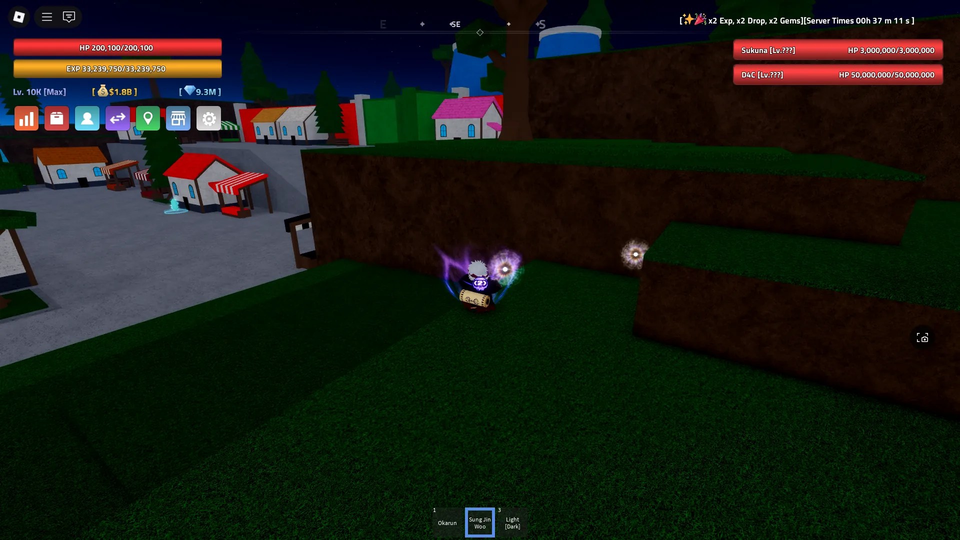 A player showing the Wisp spawn location on the Shells Town island in Verse Piece Roblox experience